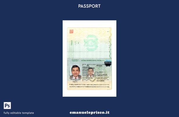 modello presente del passaporto della Bolivia in stile verificato